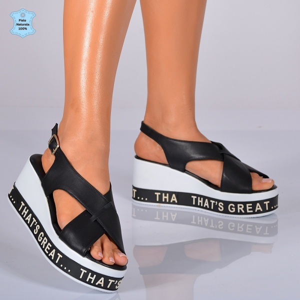 Sandale Dama Piele Naturala Jamelya Negre- Need 4 Shoes