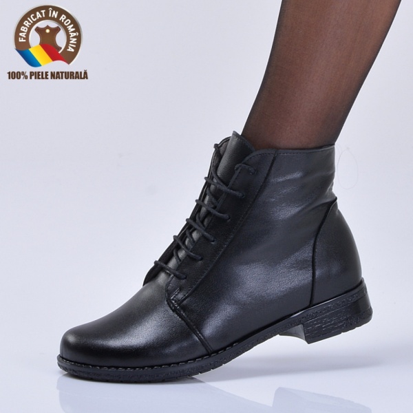 Ghete Dama Piele Naturala Aura Negre - Need 4 Shoes