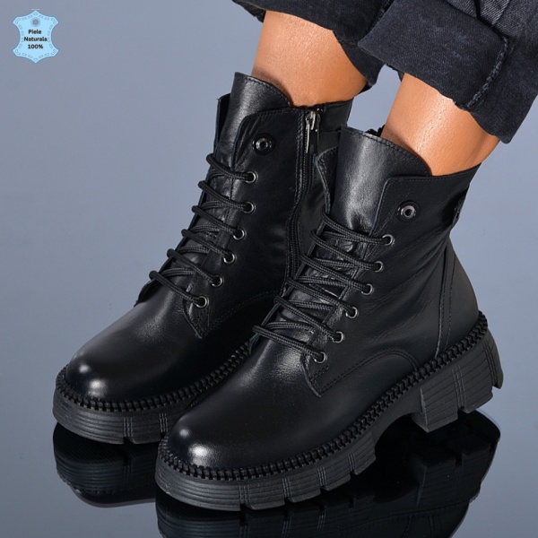 Ghete Dama Piele Naturala Hanna Negre - Need 4 Shoes