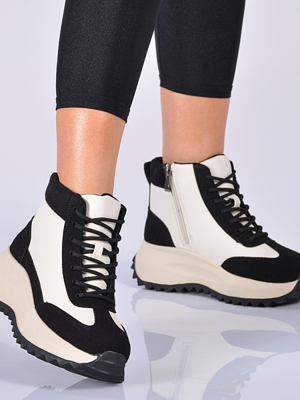 Ghete Sport Justina Alb/Negru