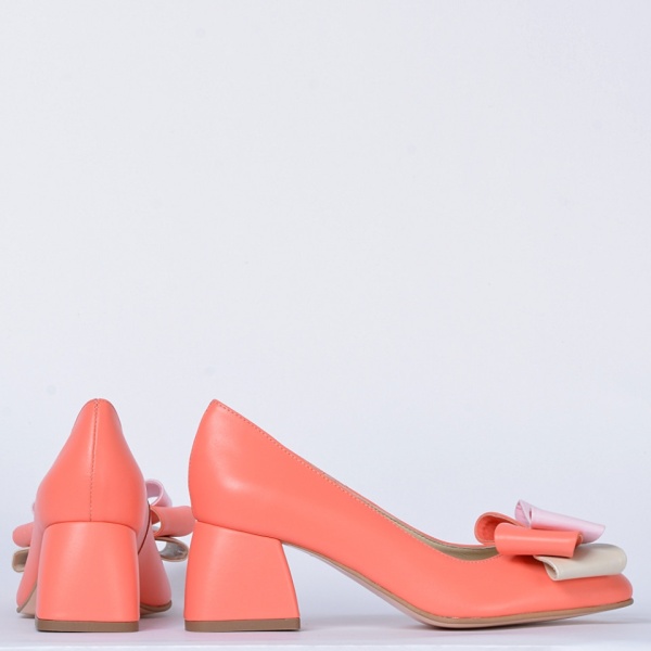 Pantofi Cu Toc Piele Naturala Arabella Somon- Need 4 Shoes