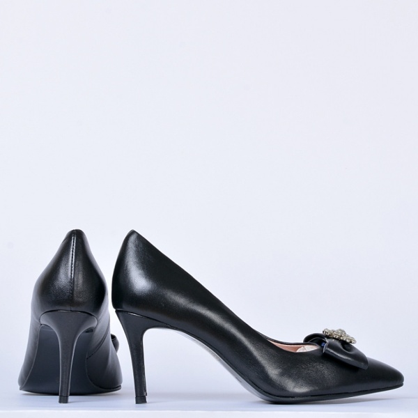 Pantofi Cu Toc Piele Naturala Enyra Negri- Need 4 Shoes
