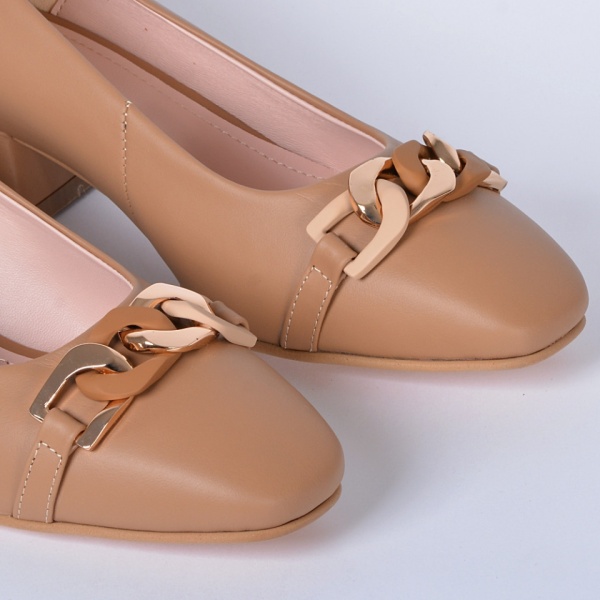 Pantofi Cu Toc Piele Naturala Esmer Camel- Need 4 Shoes