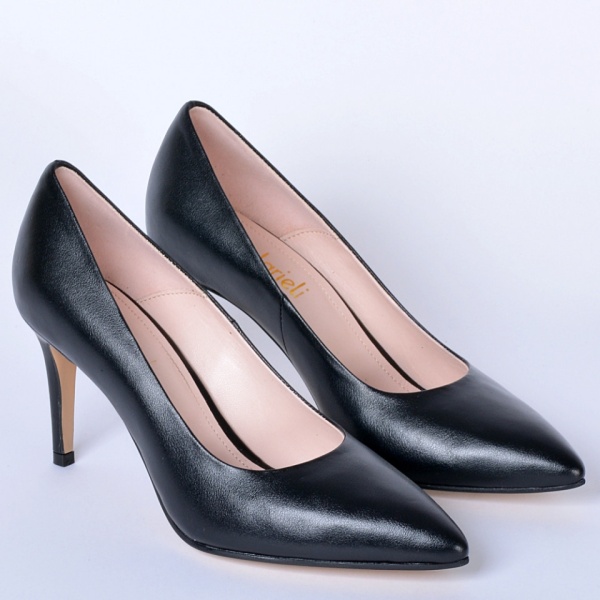 Pantofi Cu Toc Piele Naturala Moana Negri- Need 4 Shoes