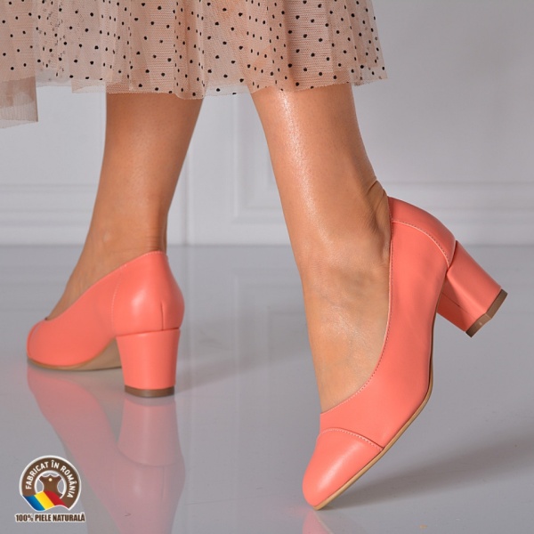 Pantofi Cu Toc Piele Naturala Mura 2 Somon- Need 4 Shoes