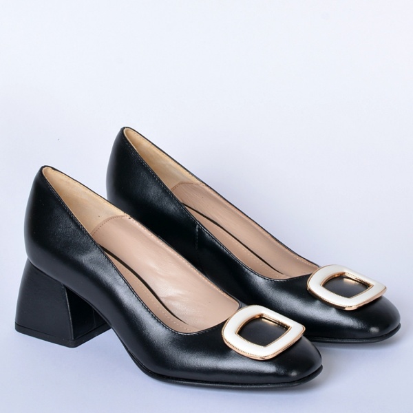 Pantofi Cu Toc Piele Naturala Viola Negri- Need 4 Shoes