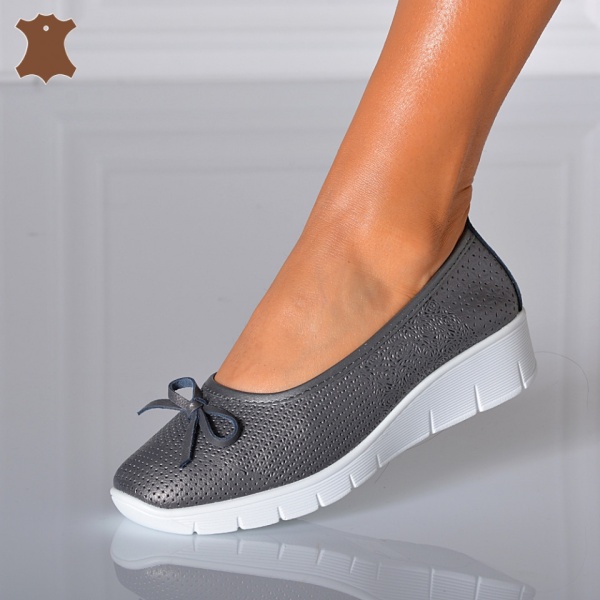 Pantofi Dama Piele Naturala Cleo Gri- Need 4 Shoes