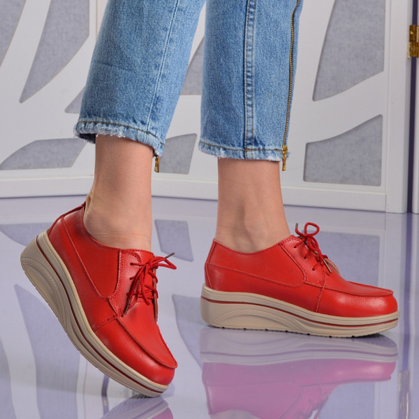 Pantofi Dama Piele Naturala Corso Red