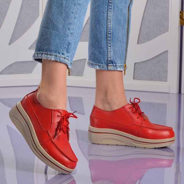 Pantofi Dama Piele Naturala Corso Rosii