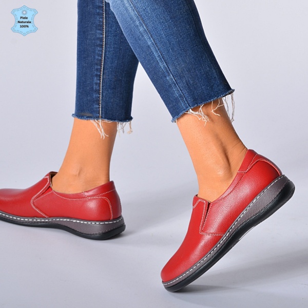 Pantofi Dama Piele Naturala Eclat Rosii- Need 4 Shoes