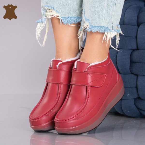 Ghete Dama Imblanite Piele Naturala Tokyo 2 Rosii- Need 4 Shoes
