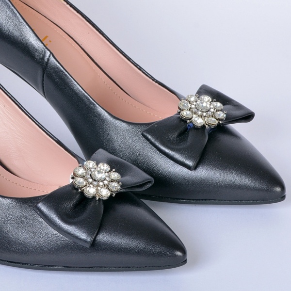 Pantofi Cu Toc Piele Naturala Enyra Negri- Need 4 Shoes