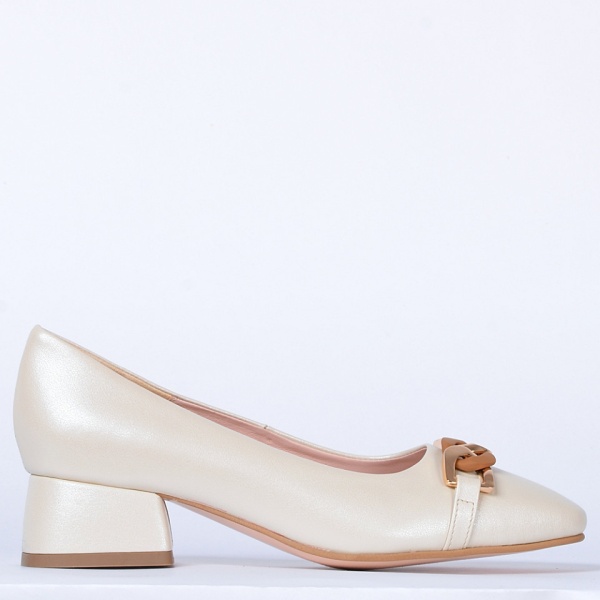 Pantofi Cu Toc Piele Naturala Esmer Bej- Need 4 Shoes
