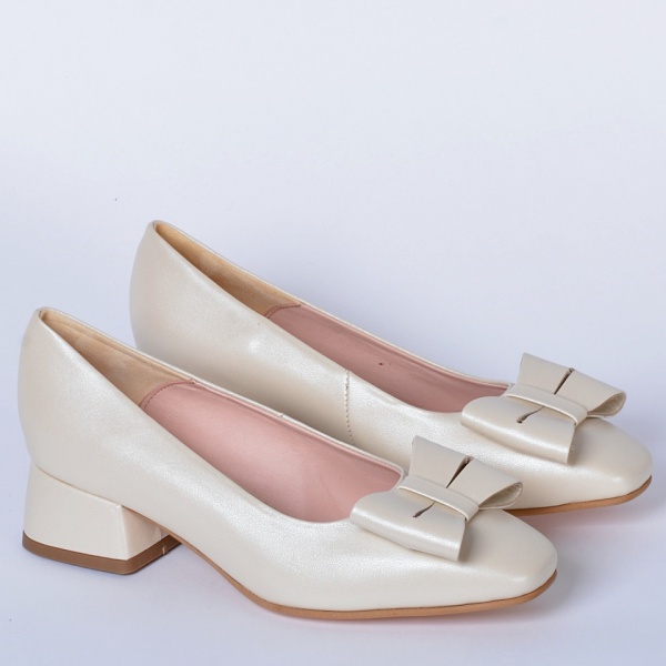 Pantofi Cu Toc Piele Naturala Iness Bej- Need 4 Shoes