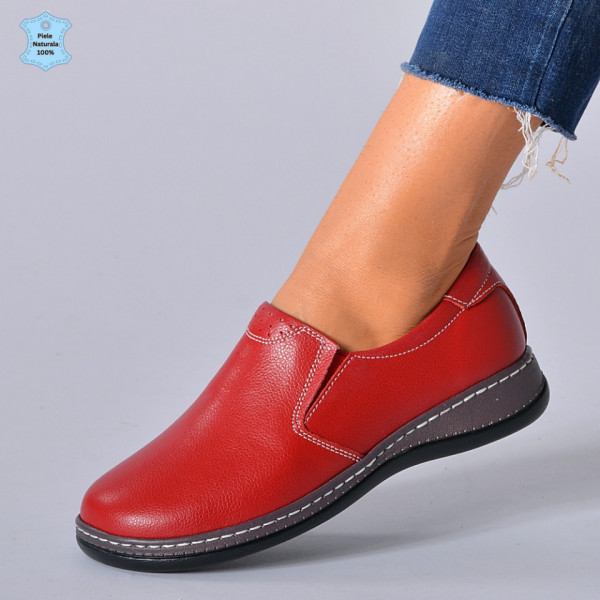 Pantofi Dama Piele Naturala Eclat Rosii