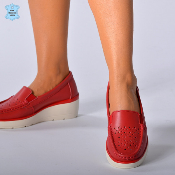 Pantofi Dama Piele Naturala Iuliana Rosii