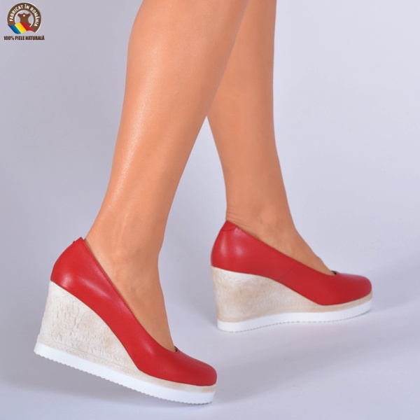 Pantofi Dama Piele Naturala Zelyna Rosii