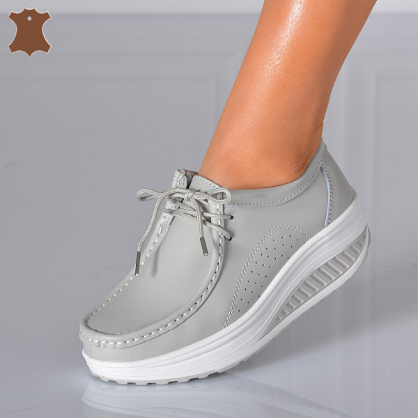 Pantofi Dama Piele Naturala Zena 5 Gri- Need 4 Shoes