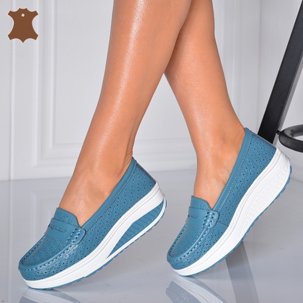 Pantofi Dama Piele Naturala Zena 7 Albastri- Need 4 Shoes