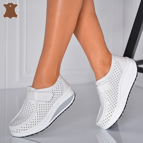 Pantofi Dama Piele Naturala Zena Albi- Need 4 Shoes