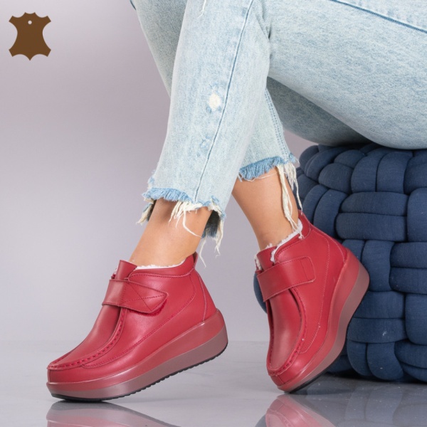 Ghete Dama Imblanite Piele Naturala Tokyo 2 Rosii- Need 4 Shoes