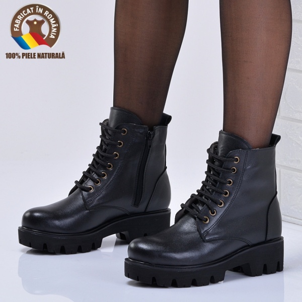 Ghete Dama Piele Naturala Maryn Negre - Need 4 Shoes