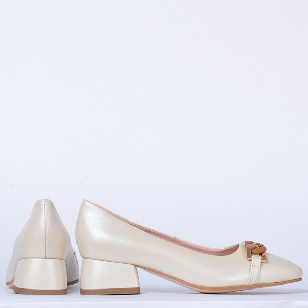 Pantofi Cu Toc Piele Naturala Esmer Bej- Need 4 Shoes