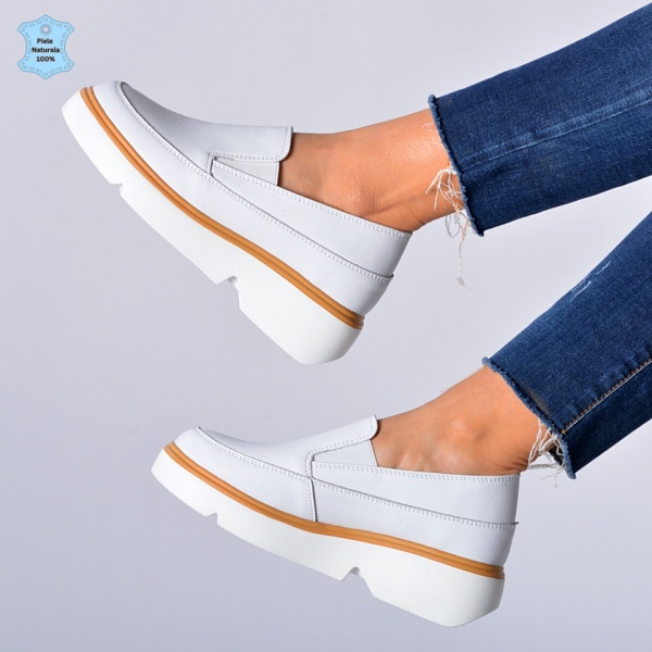 Pantofi Dama Piele Naturala Isadora Albi- Need 4 Shoes