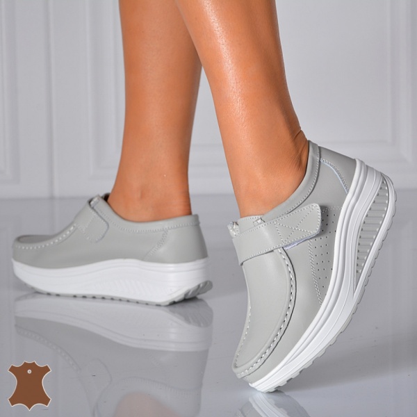 Pantofi Dama Piele Naturala Zena 6 Gri- Need 4 Shoes
