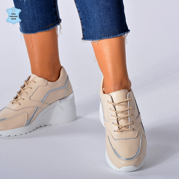 Adidasi Dama Piele Naturala Debby Bej