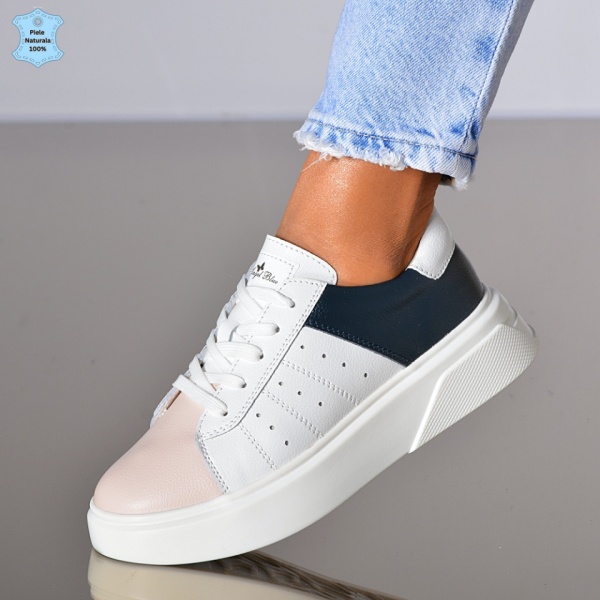 Adidasi Dama Piele Naturala Myra Alb/Navy- Need 4 Shoes