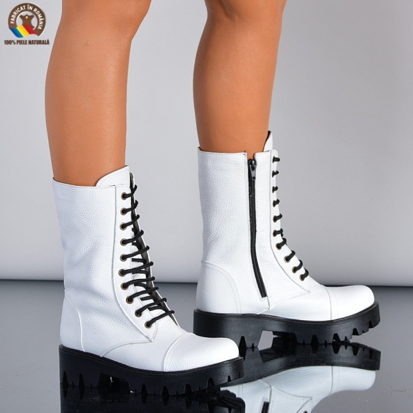 Cizme Dama Piele Naturala Maryn 2 Albe- Need 4 Shoes