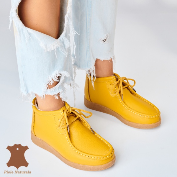 Ghete Dama Imblanite Piele Naturala Zora 2 Galbene- Need 4 Shoes