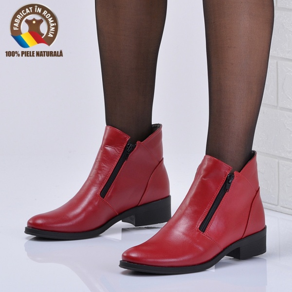 Ghete Dama Piele Naturala Bety Rosii - Need 4 Shoes