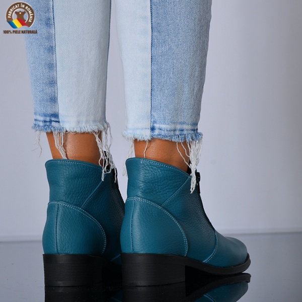 Ghete Dama Piele Naturala Bety Turcoaz - Need 4 Shoes