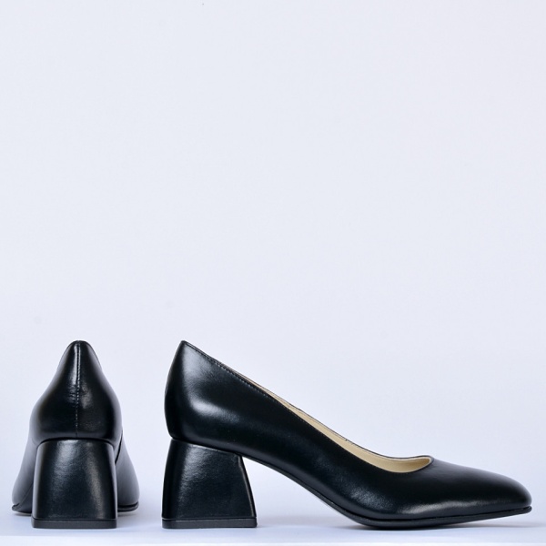 Pantofi Cu Toc Piele Naturala Idris Negri- Need 4 Shoes