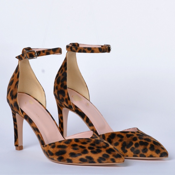 Pantofi Cu Toc Piele Naturala Kayla Animal Print- Need 4 Shoes