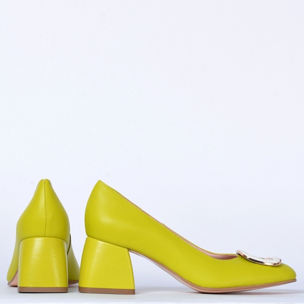 Pantofi Cu Toc Piele Naturala Viola Verzi- Need 4 Shoes