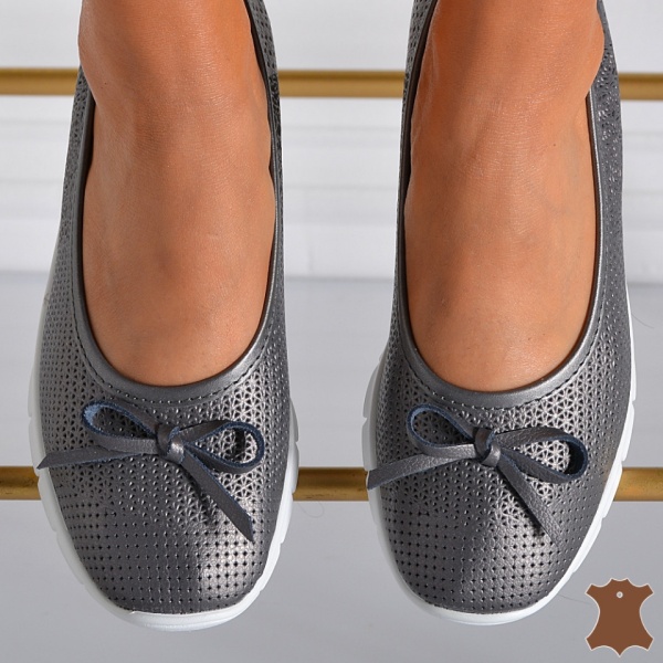 Pantofi Dama Piele Naturala Cleo Gri- Need 4 Shoes