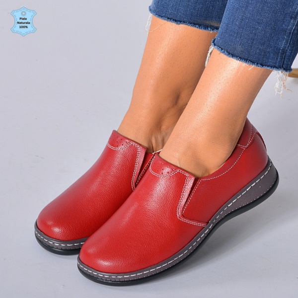 Pantofi Dama Piele Naturala Eclat Rosii- Need 4 Shoes