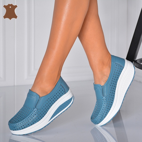Pantofi Dama Piele Naturala Jet Albastri- Need 4 Shoes
