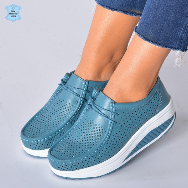 Pantofi Dama Piele Naturala Zena 4 Albastri- Need 4 Shoes