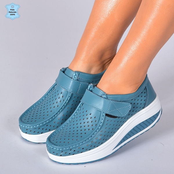 Pantofi Dama Piele Naturala Zena Albastri- Need 4 Shoes