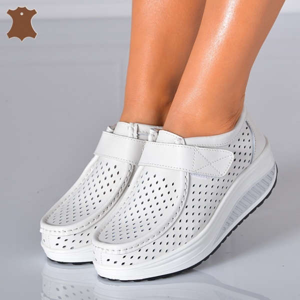 Pantofi Dama Piele Naturala Zena Albi- Need 4 Shoes