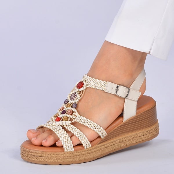 Sandale Cu Platforma Coral Albi