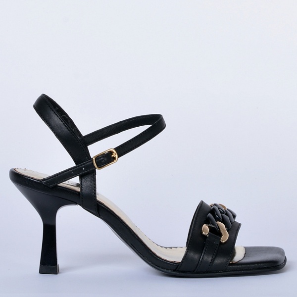 Sandale cu toc Piele Naturala Sibel Negre- Need 4 Shoes