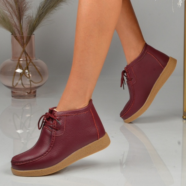 Ghete Dama Imblanite Piele Naturala Zora 2 Wine - Need 4 Shoes