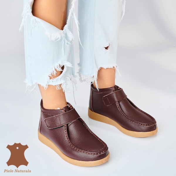 Ghete Dama Imblanite Piele Naturala Zora Brown - Need 4 Shoes