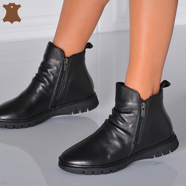 Ghete Dama Piele Naturala Loris 3 Negre- Need 4 Shoes