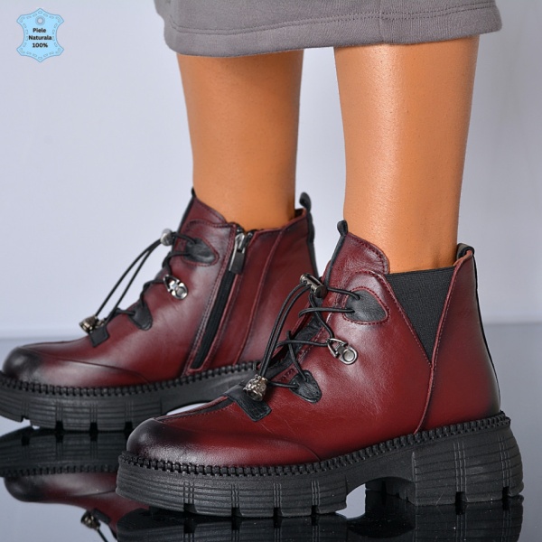 Ghete Dama Piele Naturala Patrisia Bordo - Need 4 Shoes